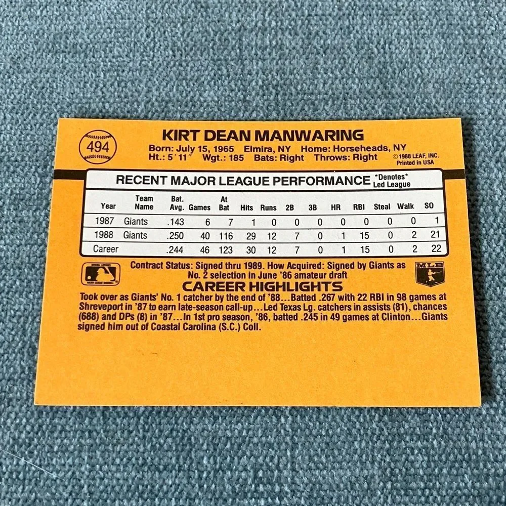 1989 Donruss San Francisco Giants Baseball Card Trading Card